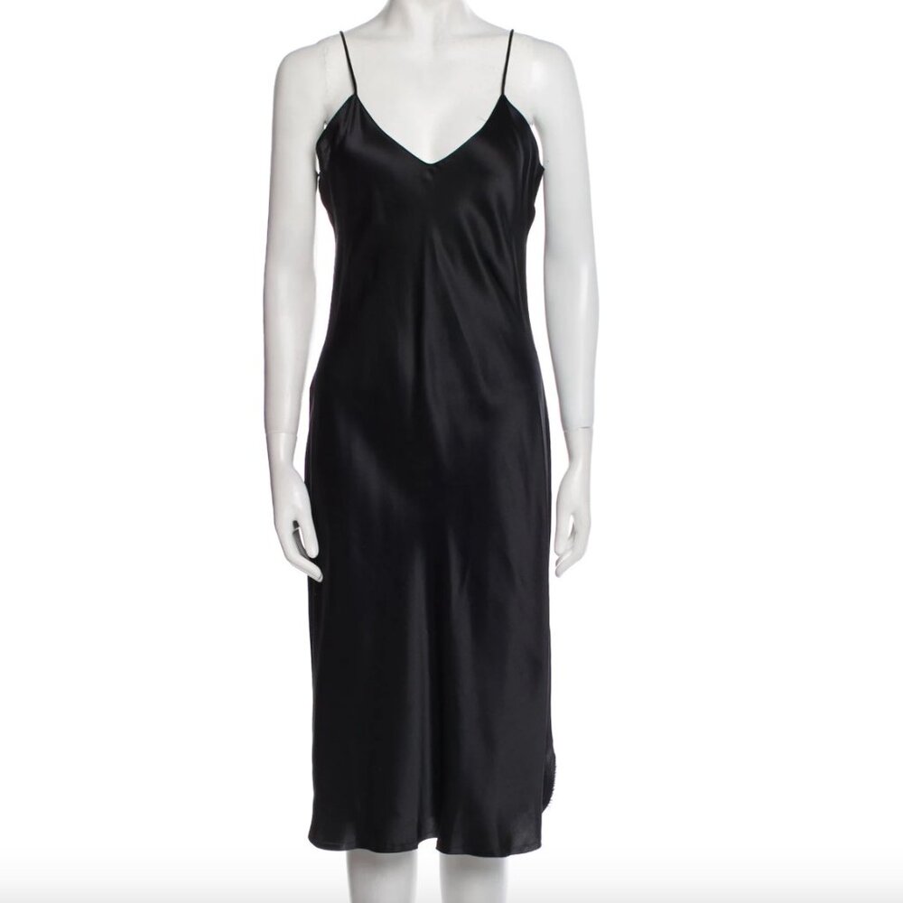 NWOT Nili Lotan Black Silk Slip Dress